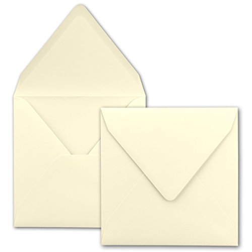 100x Quadratische Briefumschläge in Vanille (Creme) - 15,5 x 15,5 cm - ohne Fenster, mit Nassklebung - 110 g/m² - Für Einladungskarten zu Hochzeit, Geburtstag und mehr - Serie FarbenFroh von FarbenFroh by GUSTAV NEUSER