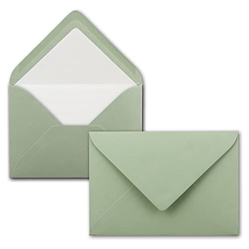 150 Briefumschläge in Eukalyptus (Grün) mit weißem Innenfutter - Kuverts in DIN B6 Format - 12,5 x 17,6 cm - Seidenfutter - Nassklebung von FarbenFroh by GUSTAV NEUSER