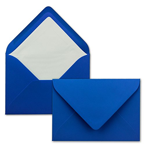 150 Briefumschläge in Royalblau mit weißem Innenfutter - Kuverts in DIN B6 Format - 12,5 x 17,6 cm - Seidenfutter - Nassklebung von FarbenFroh by GUSTAV NEUSER