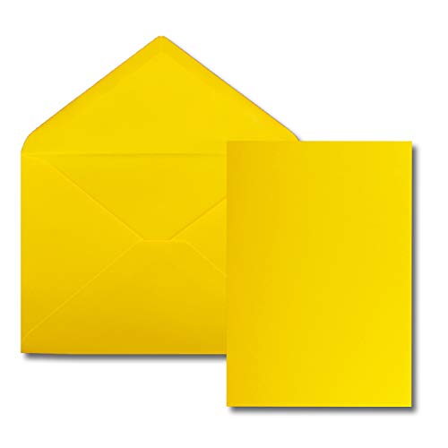 150 Stück Karte mit Umschlag Set - Einzel-Karten Din A5-14,8 x 21 cm gelb mit Brief-Umschlägen Din C5-15,4 x 22 cm gelb - Nassklebung 150 Stück Karte mit Umschlag Set - Einzel-Karten Din A5-14,8 x 21 cm gelb mit Brief-Umschlägen Din C5-15,4 x 22 cm gelb - Nassklebung von FarbenFroh by GUSTAV NEUSER
