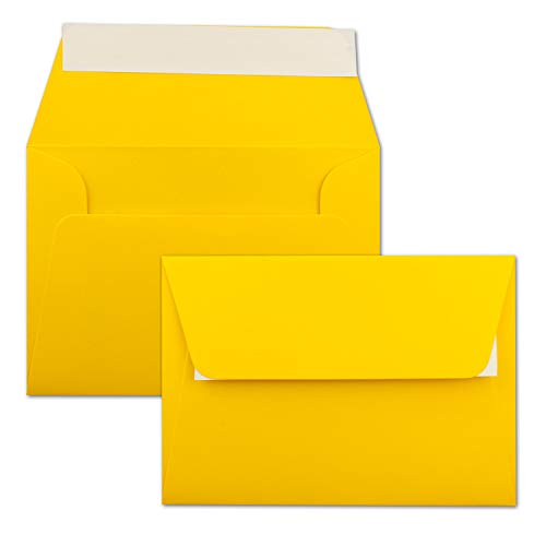150x Briefumschläge Honig-Gelb DIN C6 Format 11,4 x 16,2 cm - Haftklebung - Kuverts ohne Fenster - Weihnachten, Grußkarten & Einladungen - Für A6 & A4 Papier von FarbenFroh by GUSTAV NEUSER