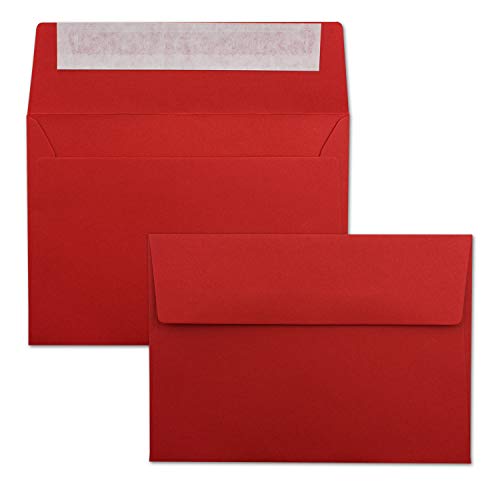 150x Briefumschläge leuchtend Rot DIN C6 Format 11,4 x 16,2 cm - Haftklebung - Kuverts ohne Fenster - Weihnachten, Grußkarten & Einladungen - Für A6 & A4 Papier von FarbenFroh by GUSTAV NEUSER