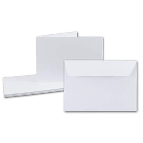 150x DIN A6 Faltkarten SET- Hochweiß/Kristallweiß - Doppelkarten querdoppelt inkl. Umschlag mit Haftklebung - 10,5 x 14,8 cm - DIN A6 / C6 von FarbenFroh by GUSTAV NEUSER