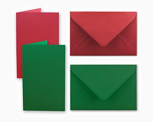 150x Kartenpaket DIN A6 / C6 in Rot und Grün - Faltkarten mit Falz A6 10,5 x 14,8 cm & Umschläge C6 11,4 x 16,2 cm von FarbenFroh by GUSTAV NEUSER