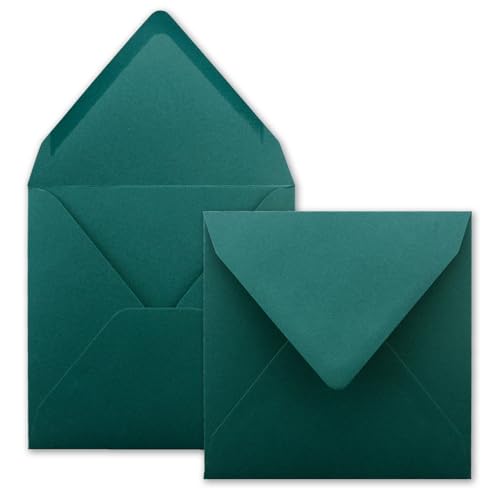 150x Quadratische Briefumschläge in Petrol (Blau) - 15,5 x 15,5 cm - ohne Fenster, mit Nassklebung - 110 g/m² - Für Einladungskarten zu Hochzeit, Geburtstag und mehr - Serie FarbenFroh von FarbenFroh by GUSTAV NEUSER