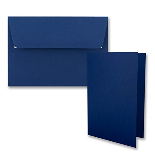 15x Faltkarten-Set DIN B6 12 x 17 cm in Dunkelblau (Blau) mit Briefumschlägen DIN B6 Haftklebung - für Einladungen und Grußkarten zum Geburtstag oder Hochzeit von FarbenFroh by GUSTAV NEUSER