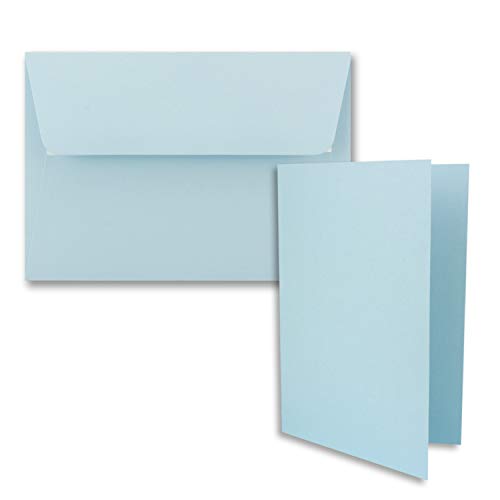 15x Faltkarten-Set DIN B6 12 x 17 cm in Hellblau (Blau) mit Briefumschlägen DIN B6 Haftklebung - für Einladungen und Grußkarten zum Geburtstag oder Hochzeit von FarbenFroh by GUSTAV NEUSER