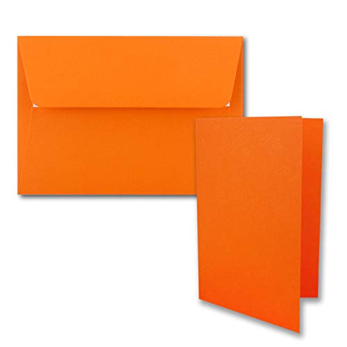 15x Faltkarten-Set DIN B6 12 x 17 cm in Orange mit Briefumschlägen DIN B6 Haftklebung - für Einladungen und Grußkarten zum Geburtstag oder Hochzeit von FarbenFroh by GUSTAV NEUSER