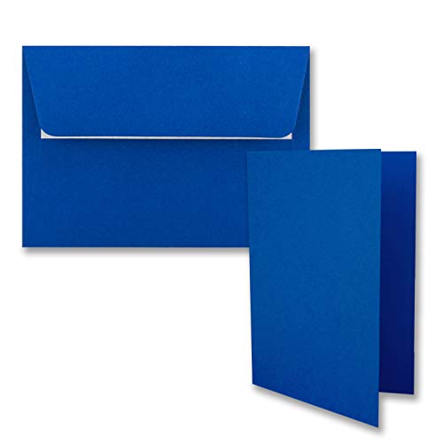 15x Faltkarten-Set DIN B6 12 x 17 cm in Royalblau (Blau) mit Briefumschlägen DIN B6 Haftklebung - für Einladungen und Grußkarten zum Geburtstag oder Hochzeit von FarbenFroh by GUSTAV NEUSER