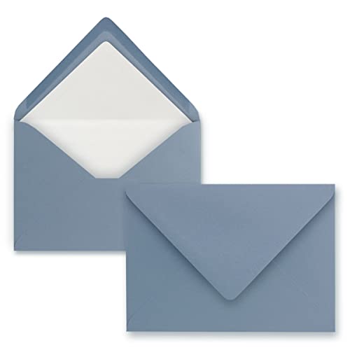 200 Briefumschläge in Graublau (Blau) mit weißem Innenfutter - Kuverts in DIN B6 Format - 12,5 x 17,6 cm - Seidenfutter - Nassklebung von FarbenFroh by GUSTAV NEUSER