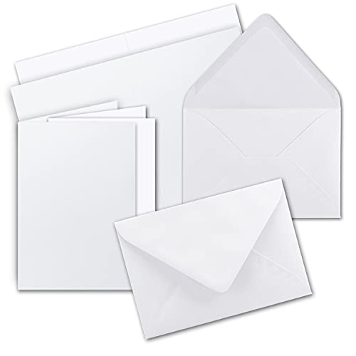 200 x Faltkarten-Set DIN A5 - Hochweiß inkl. Umschlägen DIN C5 und passenden Einlegeblättern in Weiß - blanko Klappkarten 14,8 x 21 cm von FarbenFroh by GUSTAV NEUSER