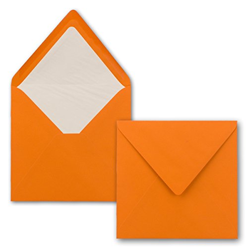 200x Briefumschläge Quadratisch 16 x 16 cm Orange - Umschläge mit weißem Seidenfutter - Kuverts ohne Fenster & mit Nassklebung - Für Einladungskarten zu Hochzeit und Geburtstag von FarbenFroh by GUSTAV NEUSER