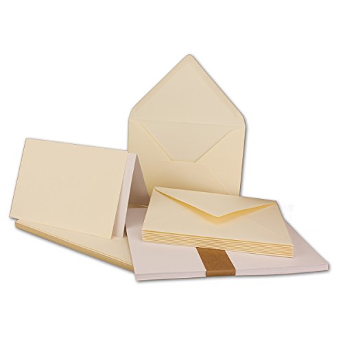 200x Faltkarten SET DIN A6/C6 mit Brief-Umschlägen in Vanille - inklusive Einleger - 14,8 x 10,5 cm - Premium Qualität - FarbenFroh von FarbenFroh by GUSTAV NEUSER