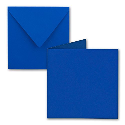 200x Quadratisches Falt-Karten-Set - 15 x 15 cm - mit Brief-Umschlägen - Royalblau - Nassklebung - für Grußkarten, Einladungen & mehr von FarbenFroh by GUSTAV NEUSER