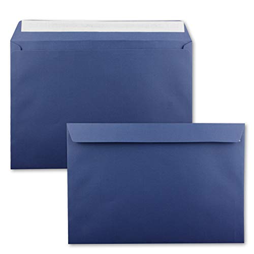 200x große XXL Briefumschläge DIN C4 in Dunkelblau (Blau) - 22,9 x 32,4 cm - Haftklebung ohne Fenster - Versandtasche für DIN A4 geeignet von FarbenFroh by GUSTAV NEUSER