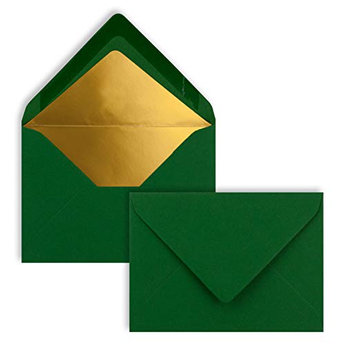 200x kleine Mini-Umschläge in Dunkelgrün mit Goldfutter - DIN C7-8,1 x 11,4 cm - Nassklebung - 120g/m² - kleine Briefumschläge für Gutscheine, Geldgeschenke 200x kleine Mini-Umschläge in Dunkelgrün mit Goldfutter - DIN C7-8,1 x 11,4 cm - Nassklebung - 120g/m² - kleine Briefumschläge für Gutscheine, Geldgeschenke von FarbenFroh by GUSTAV NEUSER
