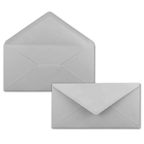 25 Brief-Umschläge Hell-Grau DIN Lang - 110 x 220 mm (11 x 22 cm) - Nassklebung ohne Fenster - Ideal für Einladungs-Karten - Serie FarbenFroh von FarbenFroh by GUSTAV NEUSER
