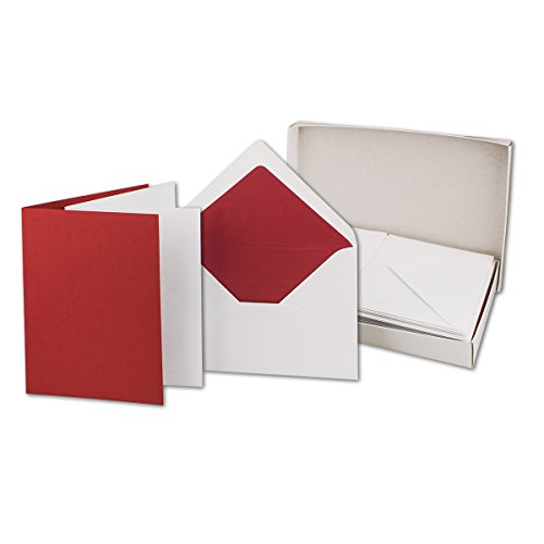 25 Faltkarten-Sets - Rot - 12 x 17 cm - DIN B6 Klapp-Karten mit Briefumschläge Rot gefüttert - inklusive Einleger von FarbenFroh by GUSTAV NEUSER