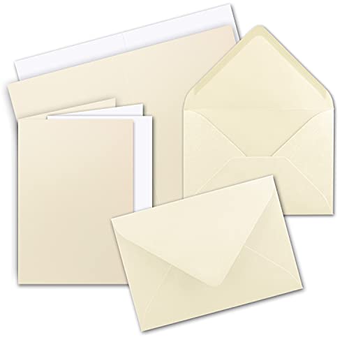 25 x Faltkarten-Set DIN A5 - Vanille inkl. Umschlägen DIN C5 und passenden Einlegeblättern in Weiß - blanko Klappkarten 14,8 x 21 cm von FarbenFroh by GUSTAV NEUSER