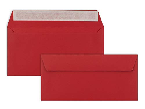 250 Brief-Umschläge DIN Lang - Rosen-Rot - 110 g/m² - 11 x 22 cm - sehr formstabil - Haftklebung - Qualitätsmarke: FarbenFroh by GUSTAV NEUSER von FarbenFroh by GUSTAV NEUSER