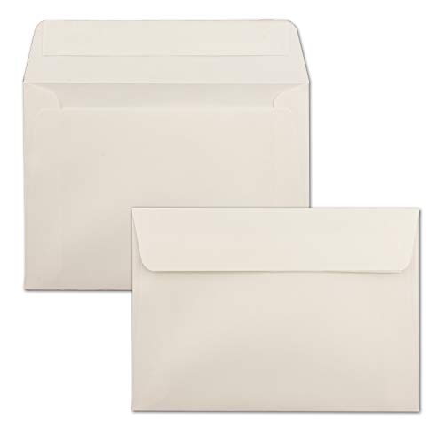 250x Briefumschläge Natur-Weiß DIN C6 Format 11,4 x 16,2 cm - Haftklebung - Kuverts ohne Fenster - Weihnachten, Grußkarten & Einladungen - Für A6 & A4 Papier von FarbenFroh by GUSTAV NEUSER