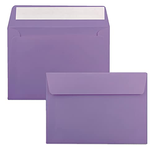 250x Briefumschläge Violett (Lila) DIN C6 Format 11,4 x 16,2 cm - Haftklebung - Kuverts ohne Fenster - Weihnachten, Grußkarten & Einladungen - Für A6 & A4 Papier von FarbenFroh by GUSTAV NEUSER