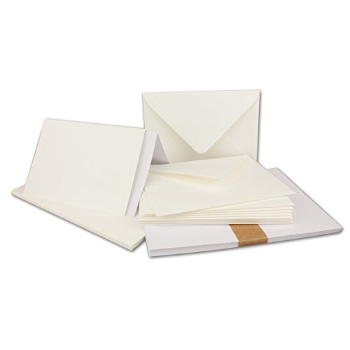 250x Faltkarten SET DIN A6/C6 mit Brief-Umschlägen in Natur-Weiß - inklusive Einleger - 14,8 x 10,5 cm - Premium Qualität - FarbenFroh von FarbenFroh by GUSTAV NEUSER