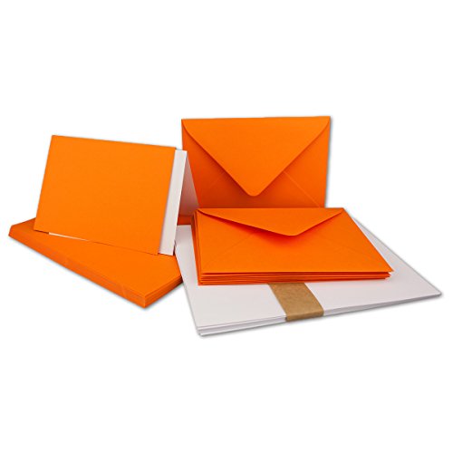 250x Faltkarten SET DIN A6/C6 mit Brief-Umschlägen in Orange - inklusive Einleger - 14,8 x 10,5 cm - Premium Qualität - FarbenFroh von FarbenFroh by GUSTAV NEUSER