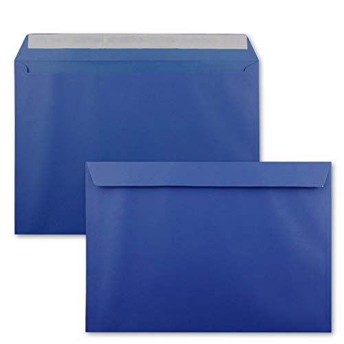 250x große XXL Briefumschläge DIN C4 in Royalblau (Blau) - 22,9 x 32,4 cm - Haftklebung ohne Fenster - Versandtasche für DIN A4 geeignet von FarbenFroh by GUSTAV NEUSER
