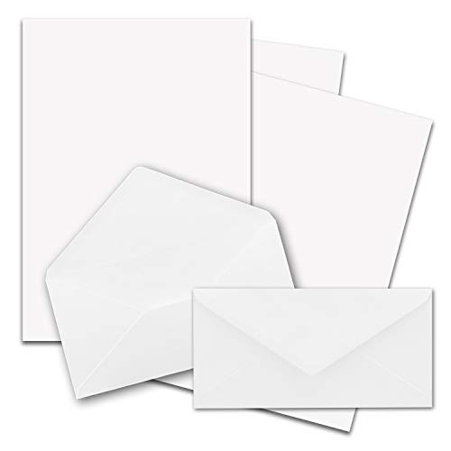 25x Briefpapier Set DIN A4 mit DIN Lang Briefumschlägen, Nassklebung - Weiß - mattes Schreibpapier mit Kuverts - FarbenFroh by GUSTAV NEUSER von FarbenFroh by GUSTAV NEUSER