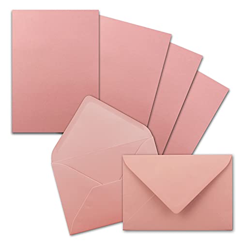 25x Briefpapier-Sets DIN A5 mit C6 Briefumschlägen - Altrosa -Nassklebung (Rosa) - mattes Schreibpapier mit Kuverts - FarbenFroh by GUSTAV NEUSER von FarbenFroh by GUSTAV NEUSER