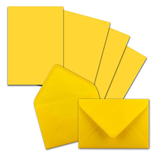 25x Briefpapier-Sets DIN A5 mit C6 Briefumschlägen - Honiggelb - Nassklebung (Gelb) - mattes Schreibpapier mit Kuverts - FarbenFroh by GUSTAV NEUSER von FarbenFroh by GUSTAV NEUSER