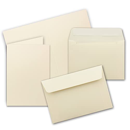 FarbenFroh by GUSTAV NEUSER 25x Faltkarten Set DIN A6 / C6 - Doppelkarten mit Umschlägen - Vanille (Creme) - 14,8 x 10,5 cm (105 x 148) - 14,8 x 10,5 cm (105 x 148mm) - Haftklebung von FarbenFroh by GUSTAV NEUSER