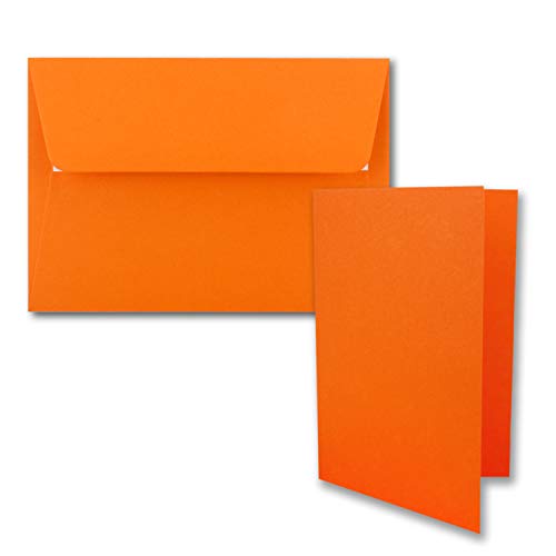 25x Faltkarten-Set DIN B6 12 x 17 cm in Orange mit Briefumschlägen DIN B6 Haftklebung - für Einladungen und Grußkarten zum Geburtstag oder Hochzeit von FarbenFroh by GUSTAV NEUSER