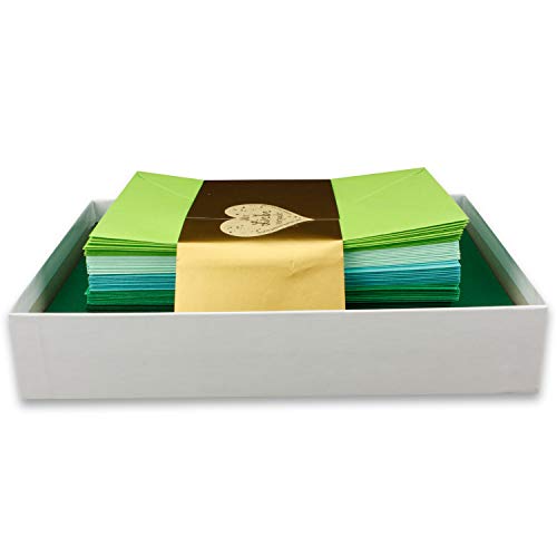 25x Farbige Karten blanko mit passendem Umschlag und Einlegeblätter in Weiß in DIN A6/ DIN C6 - Grüne Farben ideal für Einladungen und Geschenke von FarbenFroh by GUSTAV NEUSER
