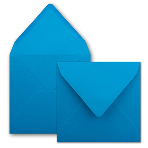 25x Quadratische Briefumschläge in Azurblau (Blau) - 15,5 x 15,5 cm - ohne Fenster, mit Nassklebung - 110 g/m² - Für Einladungskarten zu Hochzeit, Geburtstag und mehr - Serie FarbenFroh von FarbenFroh by GUSTAV NEUSER