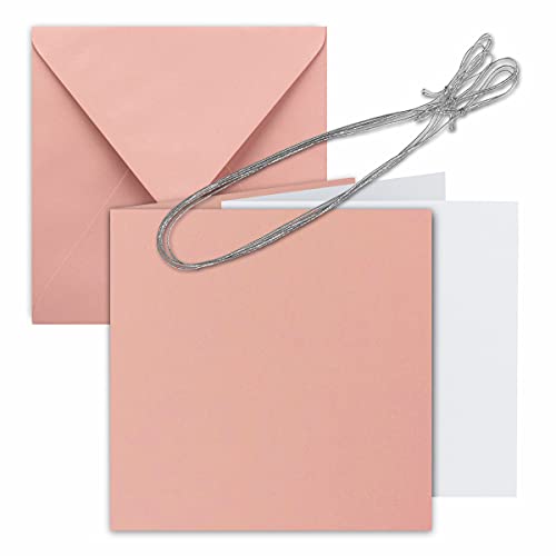 25x Quadratisches Faltkarten Set 15 x 15 cm - mit Briefumschlägen & Einlegeblätter & Schmuckband - Altrosa - für Einladungskarten, Hochzeit, Weihnachten - von Gustav NEUSER 25x Quadratisches Faltkarten Set 15 x 15 cm - mit Briefumschlägen & Einlegeblätter & Schmuckband - Altrosa - für Einladungskarten, Hochzeit, Weihnachten - von Gustav NEUSER von FarbenFroh by GUSTAV NEUSER