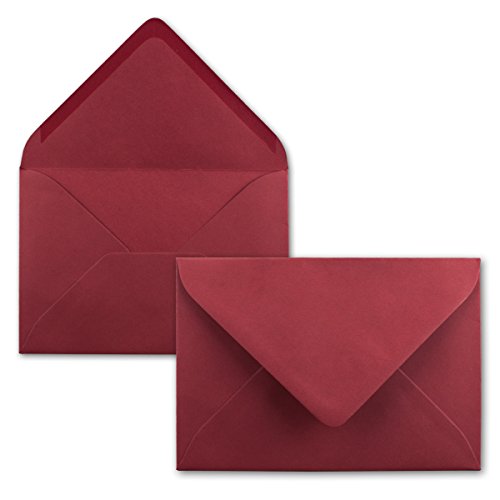 300x Briefumschläge B6-17,5 x 12,5 cm - Dunkel-Rot - Nassklebung mit spitzer Klappe - 120 g/m² - Für Hochzeit, Gruß-Karten, Einladungen von FarbenFroh by GUSTAV NEUSER