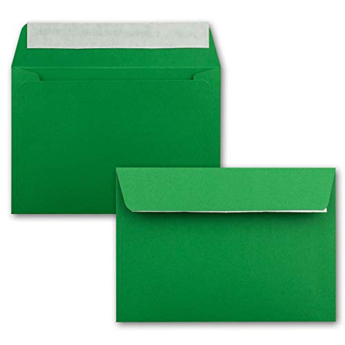 300x Briefumschläge Grün DIN C6 Format 11,4 x 16,2 cm - Haftklebung - Kuverts ohne Fenster - Weihnachten, Grußkarten & Einladungen - Für A6 & A4 Papier von FarbenFroh by GUSTAV NEUSER