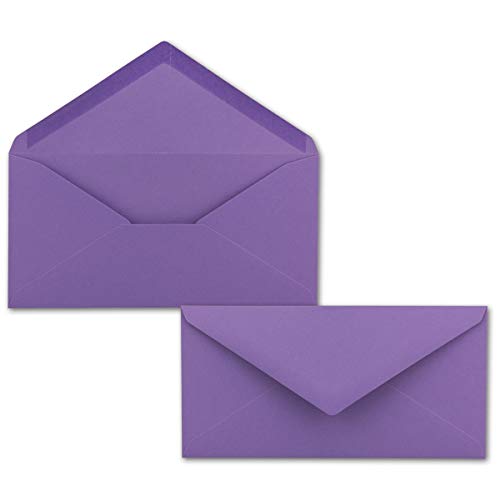 400 Brief-Umschläge Violett DIN Lang - 110 x 220 mm (11 x 22 cm) - Nassklebung ohne Fenster - Ideal für Einladungs-Karten - Serie FarbenFroh von FarbenFroh by GUSTAV NEUSER