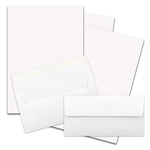 400x Briefpapier Set DIN A4 mit DIN Lang Briefumschlägen, Haftklebung - Weiß - mattes Schreibpapier mit Kuverts - FarbenFroh by GUSTAV NEUSER von FarbenFroh by GUSTAV NEUSER