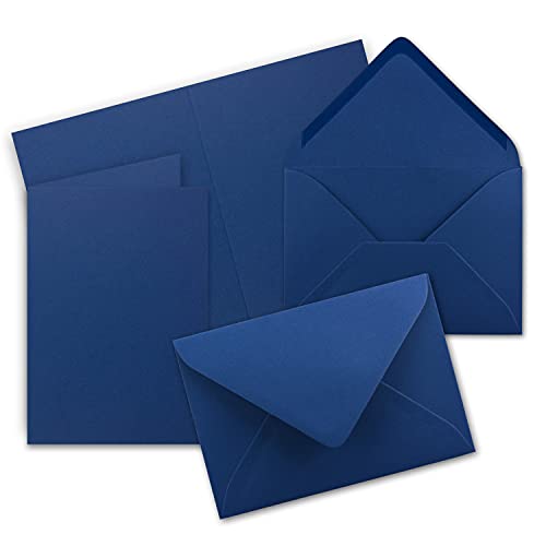 400x Faltkarten Set mit Briefumschlägen DIN A6 / C6 - Dunkelblau (Blau) - 14,8 x 10,5 cm (105 x 148) - Doppelkarten Set - Serie FarbenFroh von FarbenFroh by GUSTAV NEUSER