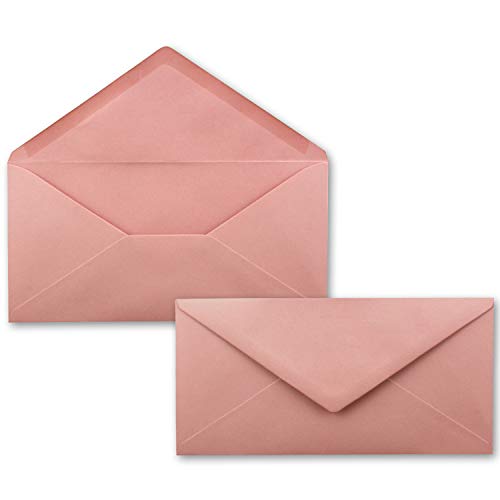 50 Brief-Umschläge Altrosa (Rosa) DIN Lang - 110 x 220 mm (11 x 22 cm) - Nassklebung ohne Fenster - Ideal für Einladungs-Karten - Serie FarbenFroh von FarbenFroh by GUSTAV NEUSER