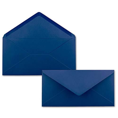 50 Brief-Umschläge Dunkel-Blau/Nachtblau DIN Lang - 110 x 220 mm (11 x 22 cm) - Nassklebung ohne Fenster - Ideal für Einladungs-Karten - Serie FarbenFroh von FarbenFroh by GUSTAV NEUSER