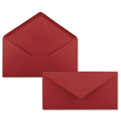 50 Brief-Umschläge Dunkel-Rot DIN Lang - 110 x 220 mm (11 x 22 cm) - Nassklebung ohne Fenster - Ideal für Einladungs-Karten - Serie FarbenFroh von FarbenFroh by GUSTAV NEUSER