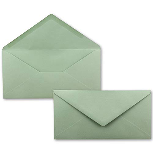 50 Brief-Umschläge Eukalyptus (Grün) DIN Lang - 110 x 220 mm (11 x 22 cm) - Nassklebung ohne Fenster - Ideal für Einladungs-Karten - Serie FarbenFroh von FarbenFroh by GUSTAV NEUSER