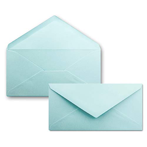 50 Brief-Umschläge Hell-Blau DIN Lang - 110 x 220 mm (11 x 22 cm) - Nassklebung ohne Fenster - Ideal für Einladungs-Karten - Serie FarbenFroh von FarbenFroh by GUSTAV NEUSER