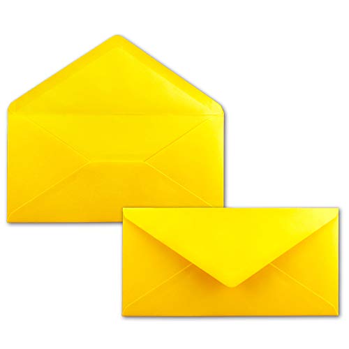 50 Brief-Umschläge Honig-Gelb DIN Lang - 110 x 220 mm (11 x 22 cm) - Nassklebung ohne Fenster - Ideal für Einladungs-Karten - Serie FarbenFroh von FarbenFroh by GUSTAV NEUSER