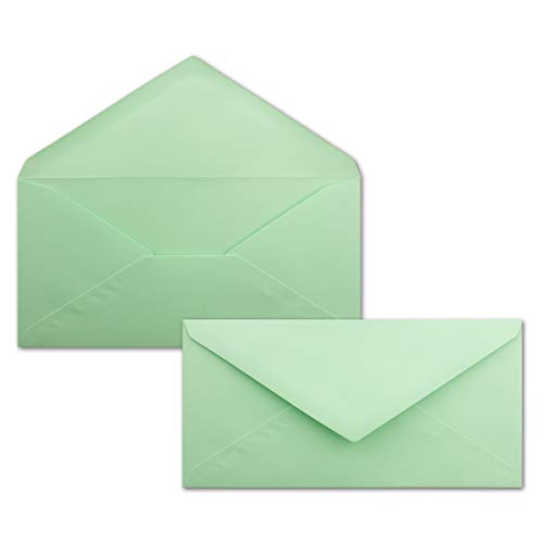 50 Brief-Umschläge Mintgrün DIN Lang - 110 x 220 mm (11 x 22 cm) - Nassklebung ohne Fenster - Ideal für Einladungs-Karten - Serie FarbenFroh von FarbenFroh by GUSTAV NEUSER