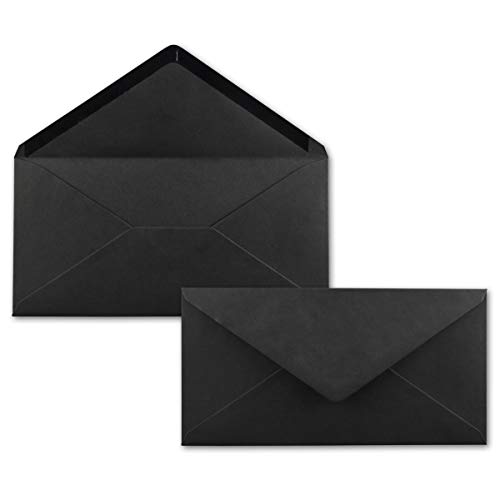 50 Brief-Umschläge Schwarz DIN Lang - 110 x 220 mm (11 x 22 cm) - Nassklebung ohne Fenster - Ideal für Einladungs-Karten - Serie FarbenFroh von FarbenFroh by GUSTAV NEUSER